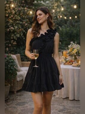 Ulla Johnson Iliana Black Mini Dress XS Halter Fit Flare Party Chic